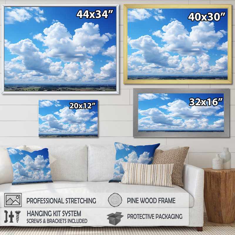 Clouds Skys Canvas IX - Décoration murale en toile Clouds, H 30 po x l 40 po x P 1,5 po, Cadre photo blanc