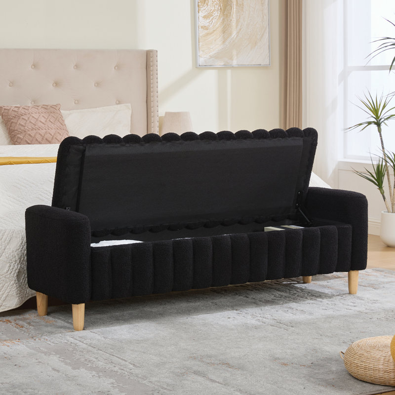 Banc de bout rembourré de 63,3 po de largeur, Black, Noir