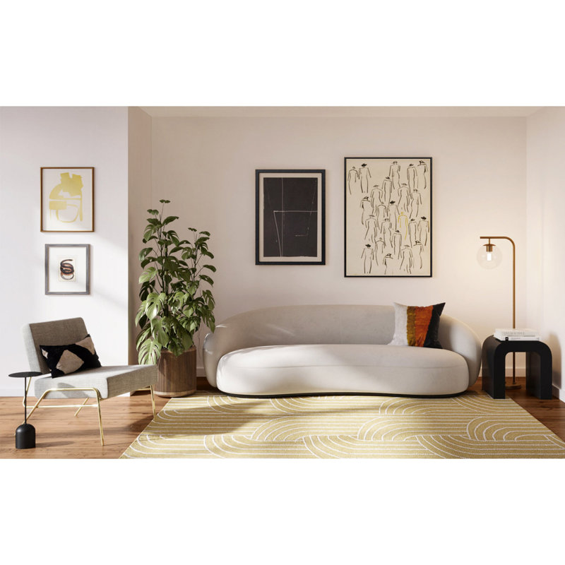 Deco Geometric Area Rug in Honey, Runner 2'6" x 12'