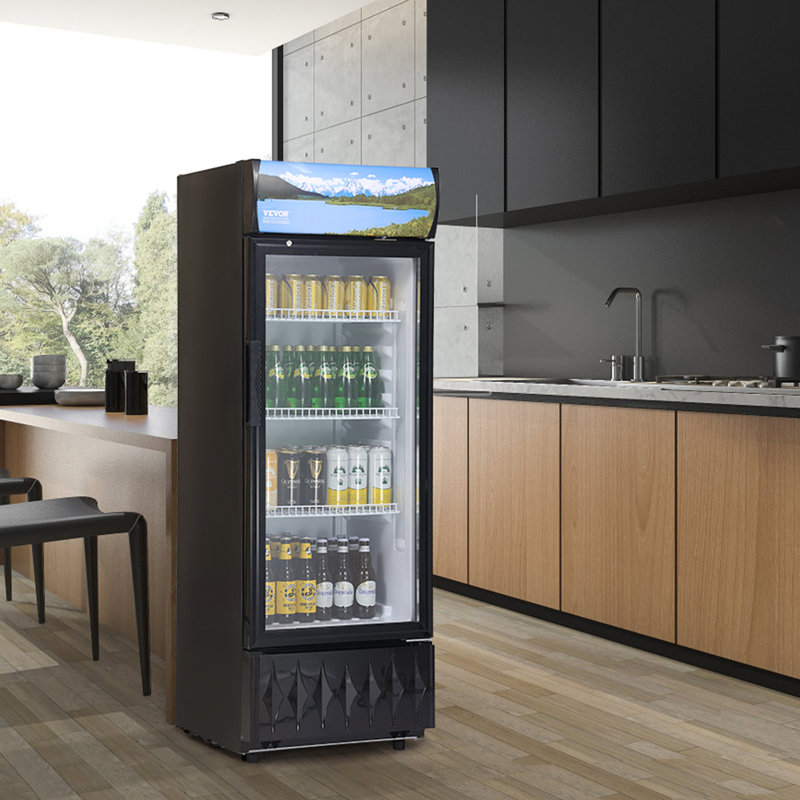 Black 6.8 Cu.Ft Glass Door Beverage Refrigerator with Adjustable Shelves