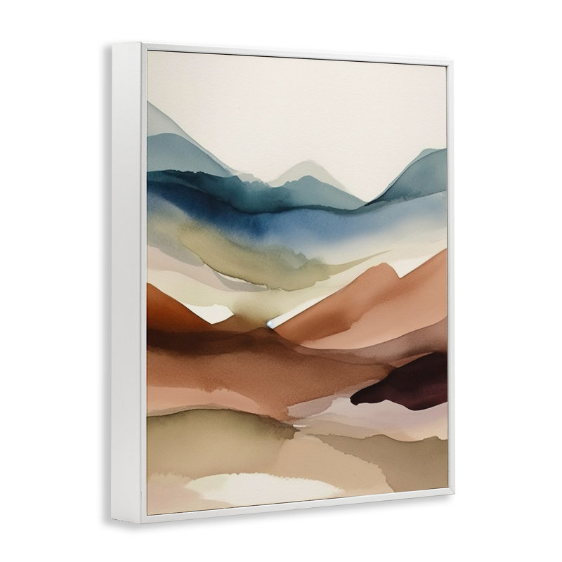 Paysage abstrait du désert, impression sur bois, Giclée encadrée blanc bord de mer, H 20 po x l 16 po x P 1,5 po