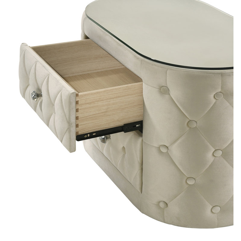 Table de chevet Voltare ivoire, Crème, crème
