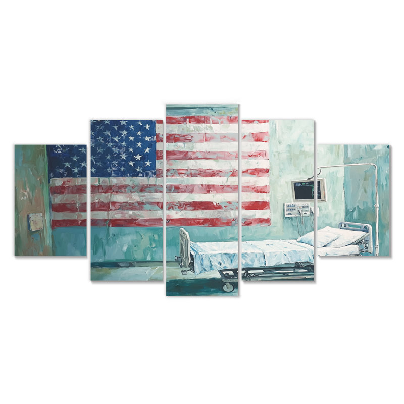 Laketria - USA Wall Art - Art mural traditionnel pour le salon, 5 pièces