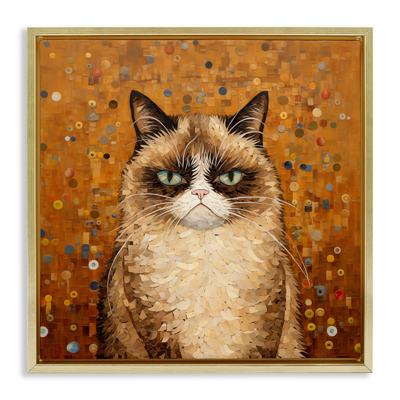 Grouchy Cat dans un cadre flottant de style classique, design par Arlington Prints, H 18 po x l 18 po