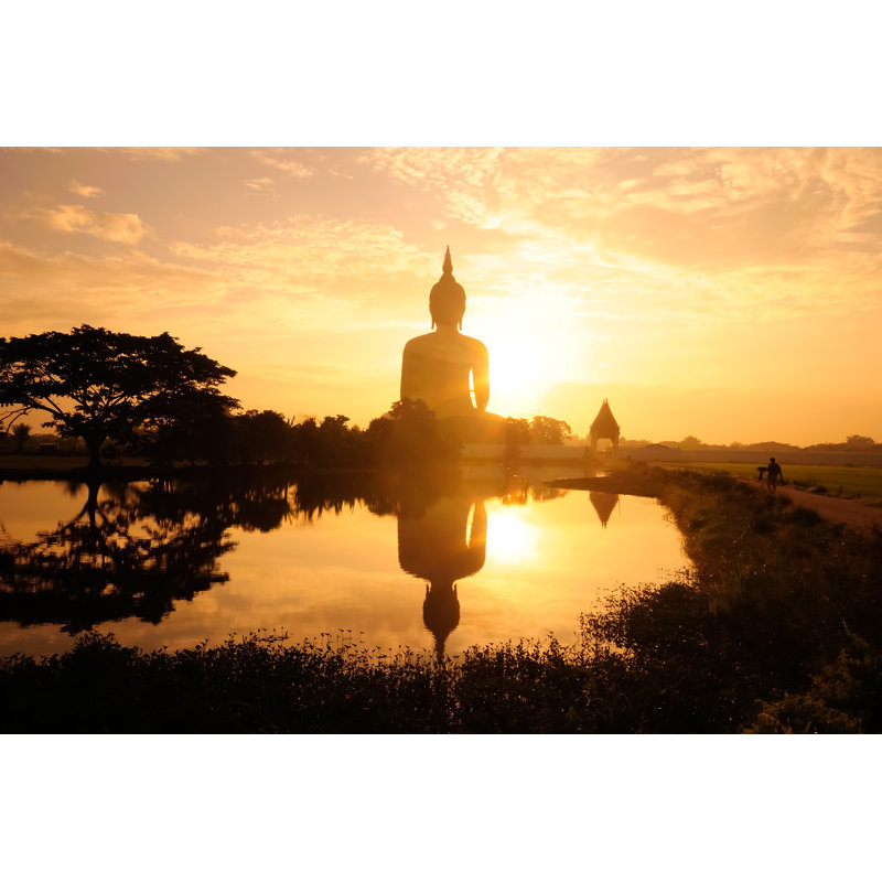 Buddha Sunrise In The Morning by Chatchapak - Wrapped Canvas Print, 30cm H x 46cm W x 3.8cm D