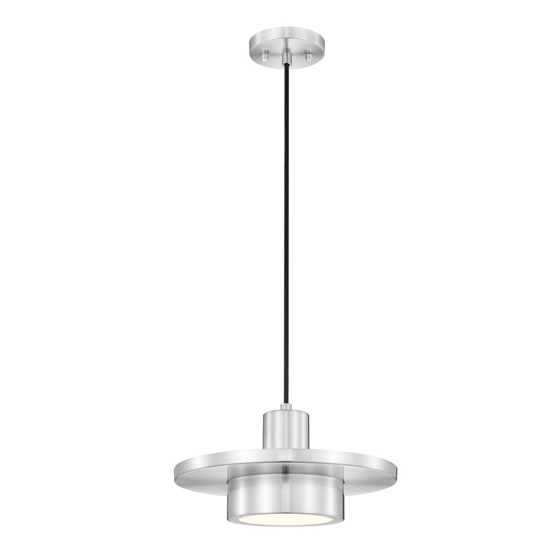 Luminaire suspendu nickel brossé 1 lumière Ludo, Nickel brossé