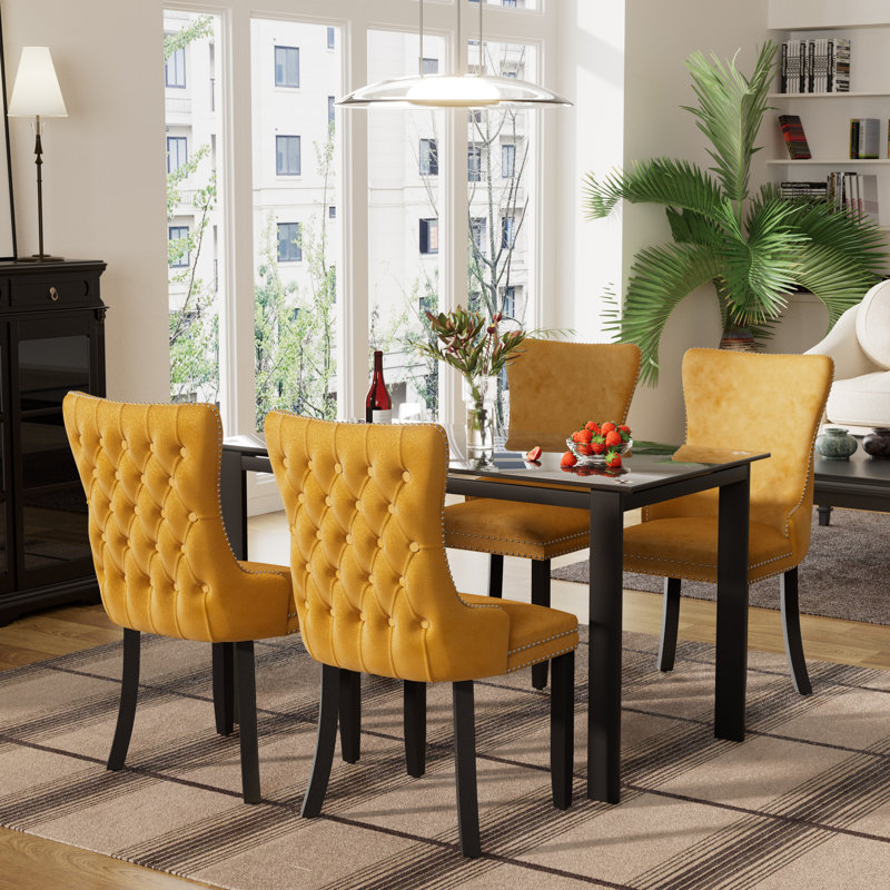 Ensemble de salle à manger 4 pièces, Jaune, H 29,5 po x L 52 po x l 27,6 po