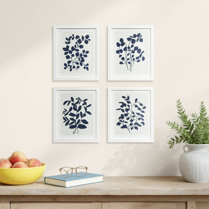 Leafy Vine Indigo Prints, Set of 4