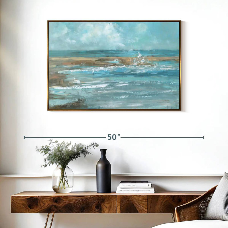 Breaking Waves IV, Cadre flottant doré, 37 po x 25 po