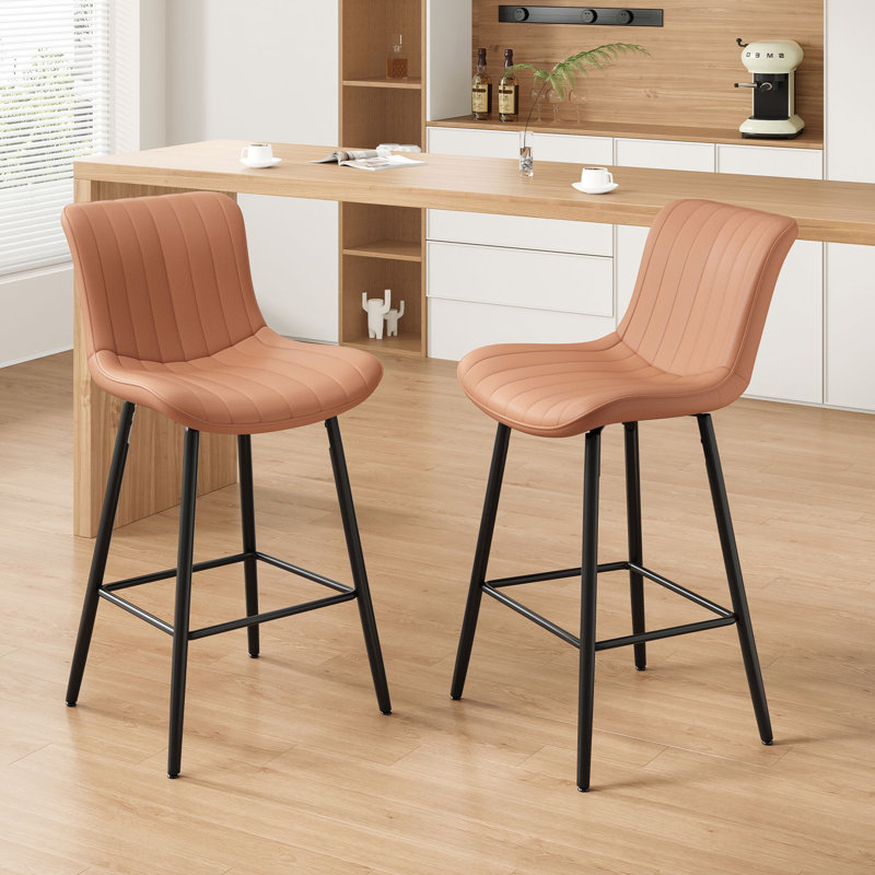 Tabouret de comptoir rembourré 27 po avec structure en métal , Brun