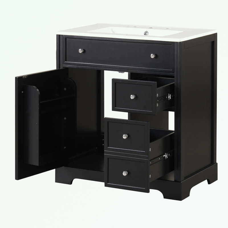 Diavian MDF Board & Ceramic Bathroom Cabinet, Black