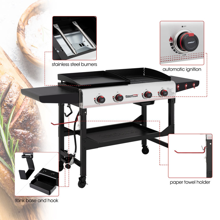 ROYAL GOURMET® GD403 PREMIUM 4-BURNER GAS GRILL AND GRIDDLE COMBO - RGC