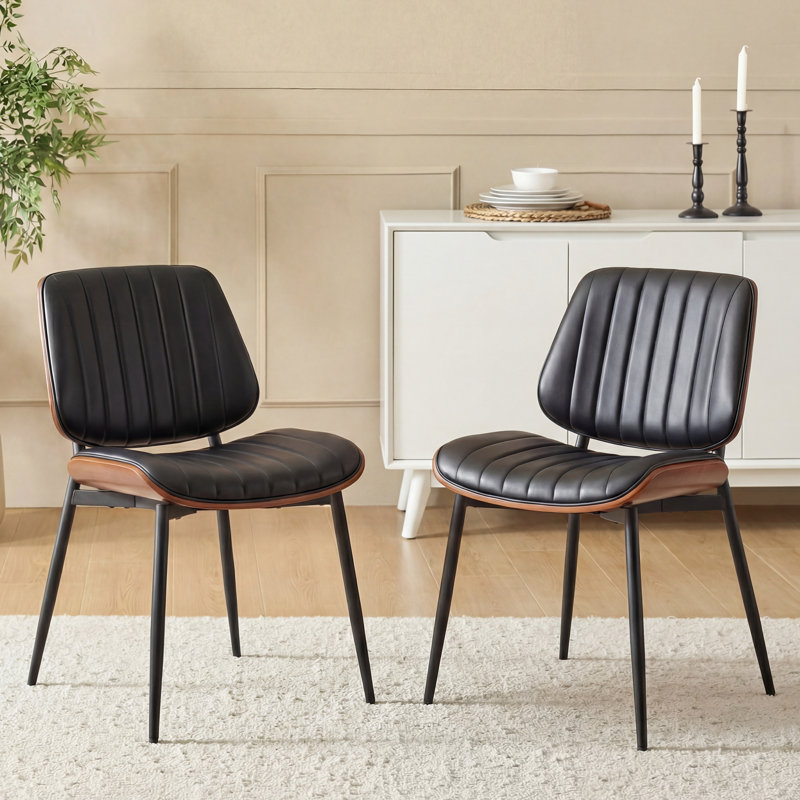 Aura PU Leather Upholstered Dining Chairs,Side Chair for Dining Rooms,Kitchens,Living rooms, Black