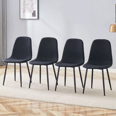 Luxury Simple Chair - Set of 4  Linen-Cotton Material High Resilience Dining Chair with Metal  Leg.Integral metal leg architecture,Suitable for various interior decoration styles.