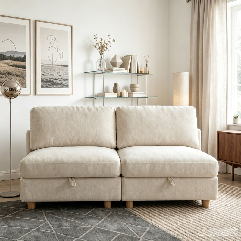 Canapé modulaire modulaire, Beige+2  Seat
