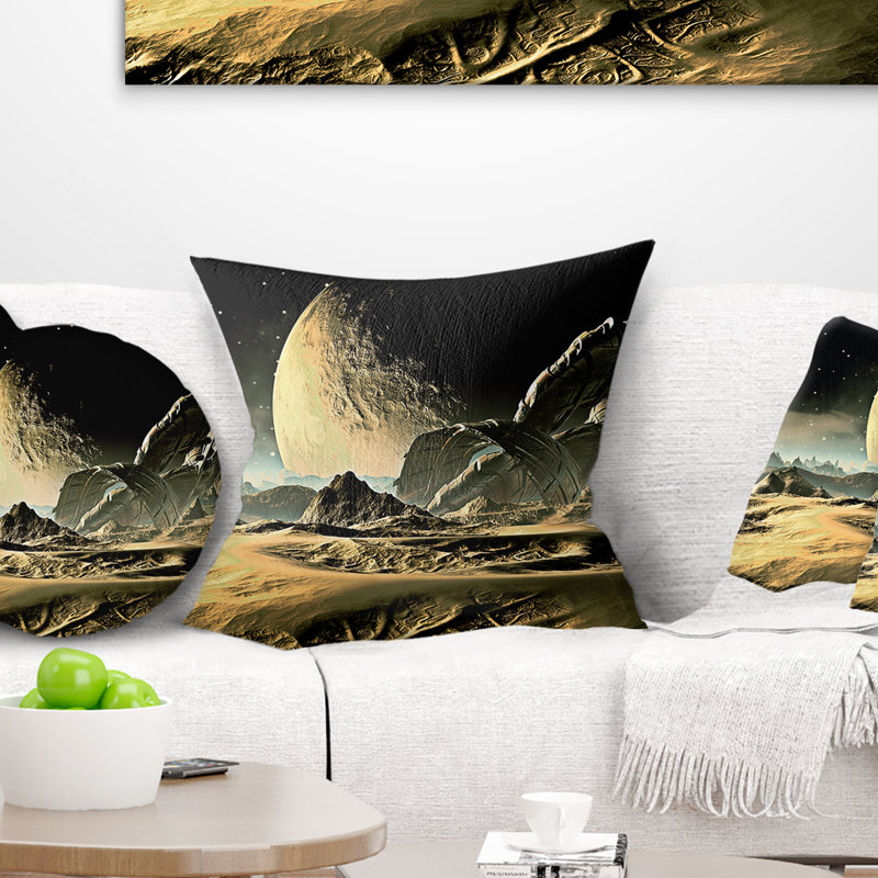 Crashed Spaceship - Landscape Printed Throw Pillow, 18" x 18", Square
