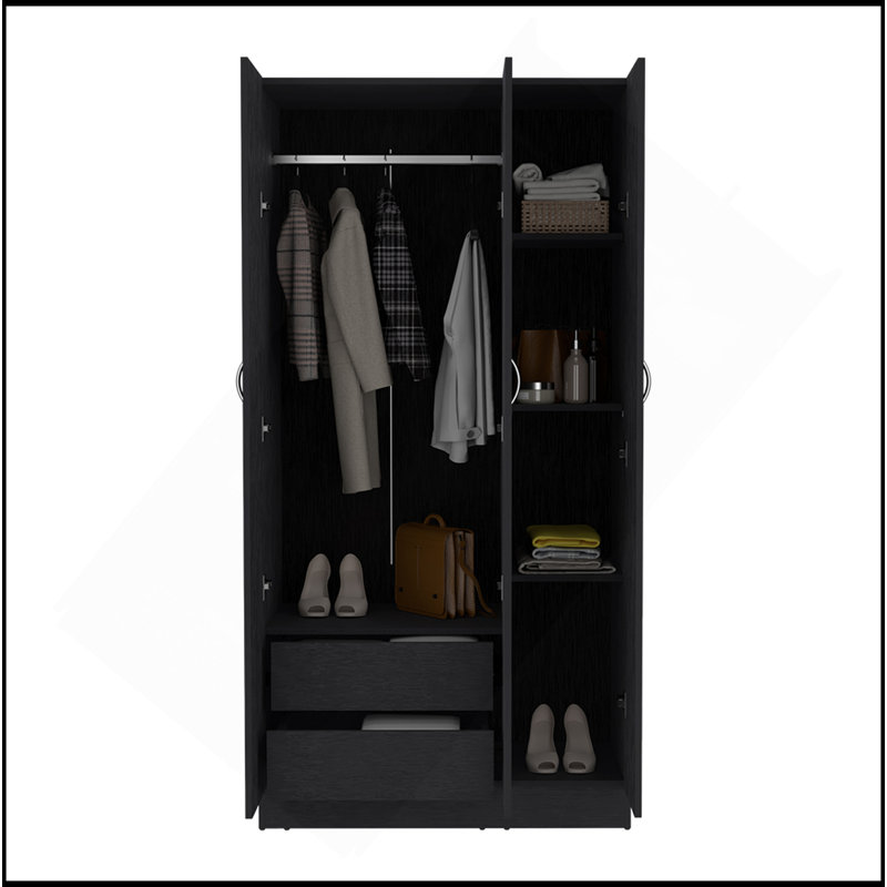 Garde-robe Erie, chambre à coucher, noir, Noir