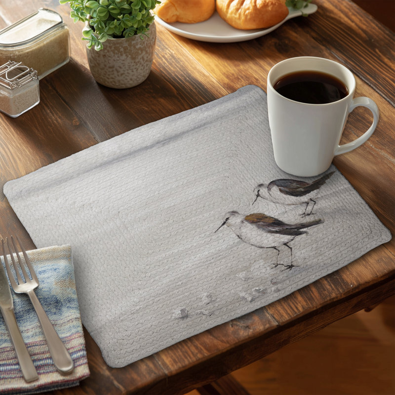 Two Sandpipers Birds Braided Polyester Placemat - Home Decor