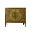 Armoire en bois massif bohémien, brun / jaune / vert / rouge