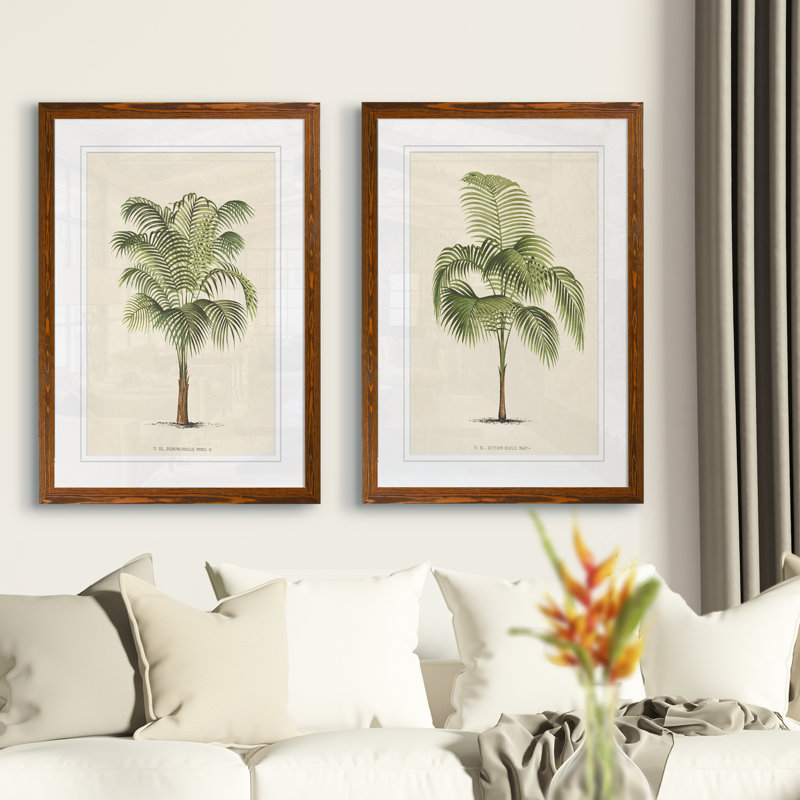 " Les Palmiers I " by Vincent Van Gogh 2 - Pieces, 20" H x 16" W, Espresso, Framed Print with Mat