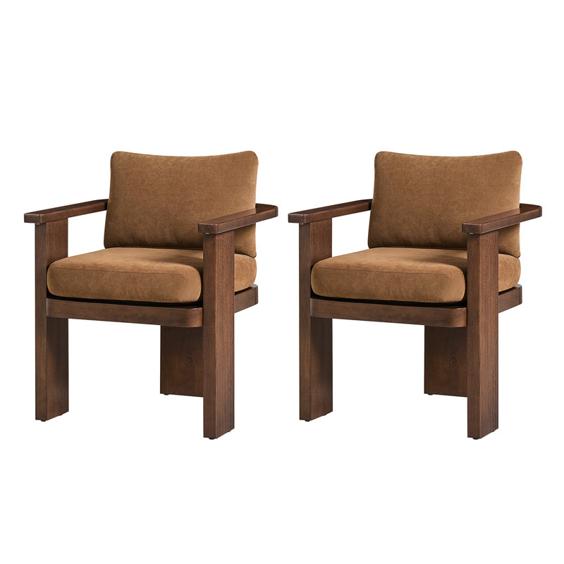 Ensemble de chaises de salle à manger en bois massif à trois pieds 24,75 po Kepley, 2, Caramel