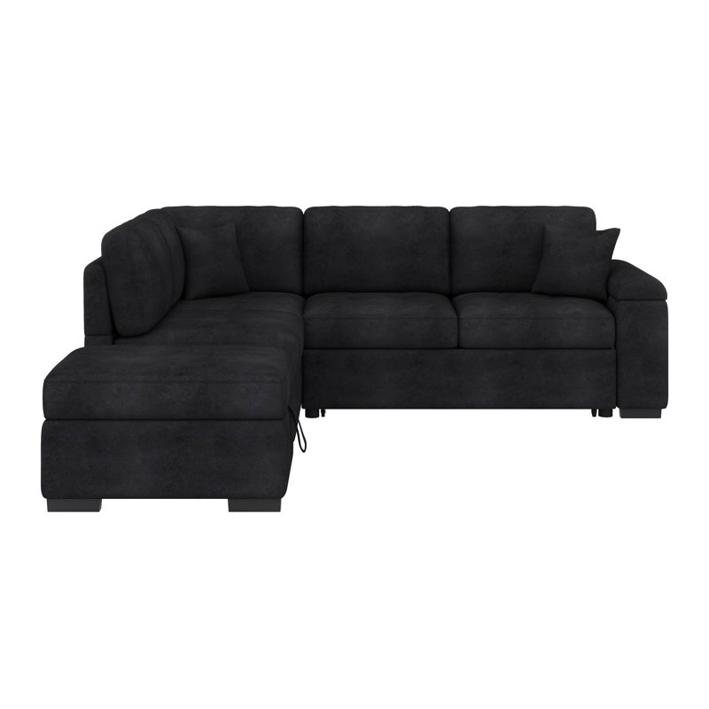 Canapé d'angle modulaire convertible en L, Noir