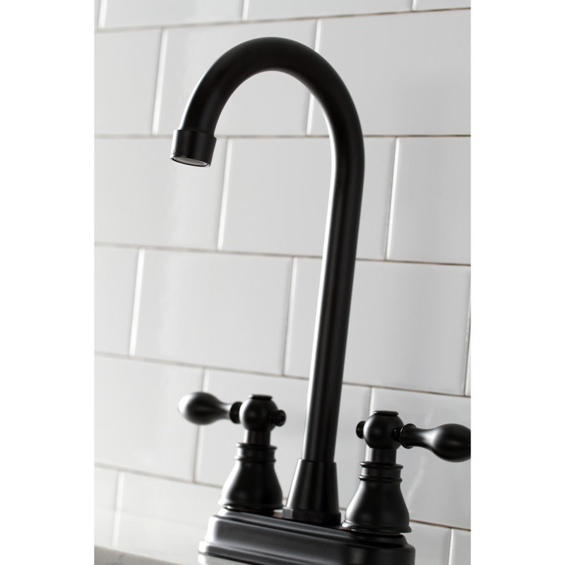 Kingston Brass American Classic Two-Handle 2-Hole Deck Mount Bar Faucet, Matte Black