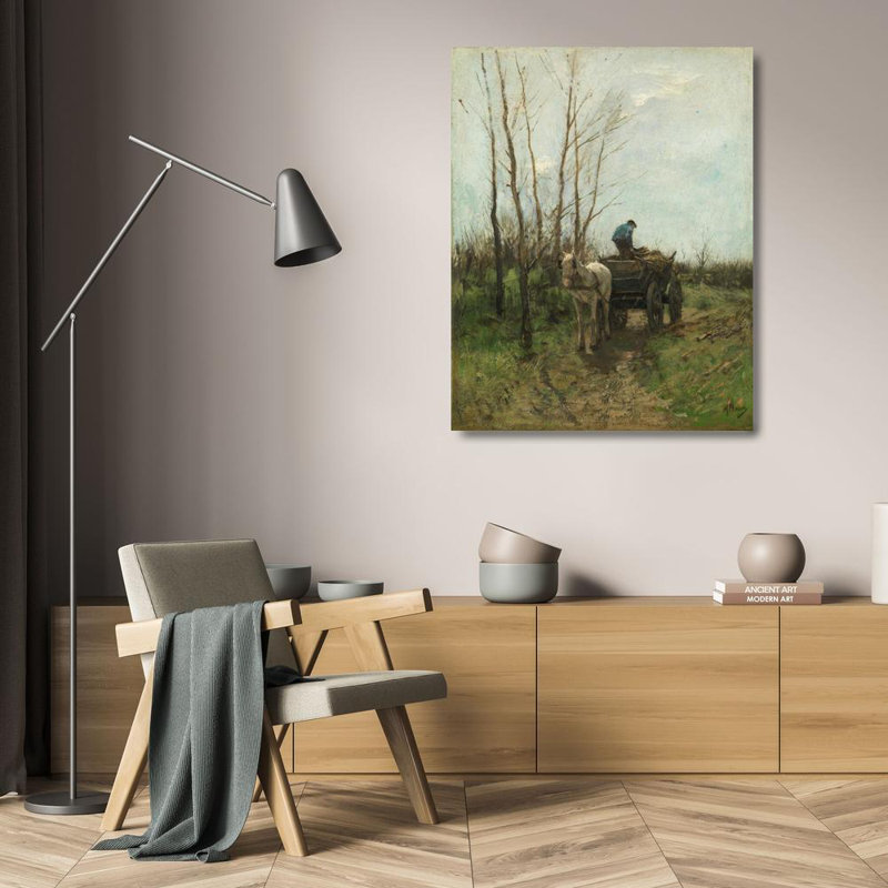 «Gathering Wood» par Anton Mauve - Art mural sur toile tendue avec châssis, H 24 po x l 17 po