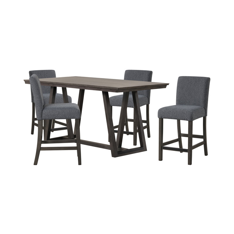 Pendergrass Counter Table And Chairs, Gray, 5 Pieces: Table, 4 Chairs