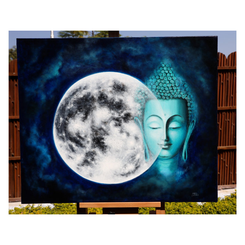 Bouddha illuminé | Art de techniques mixtes | Décoration murale