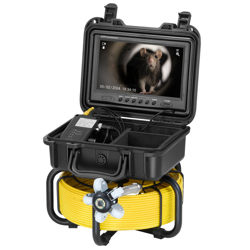 Caméra d'égout à égouttement automatique 165 pi / 50 m avec écran 9 po et zoom 36X