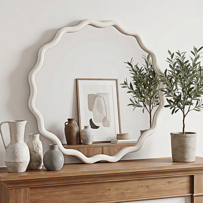 Miroir rond, 24,01 po x 24,01 po, Blanc
