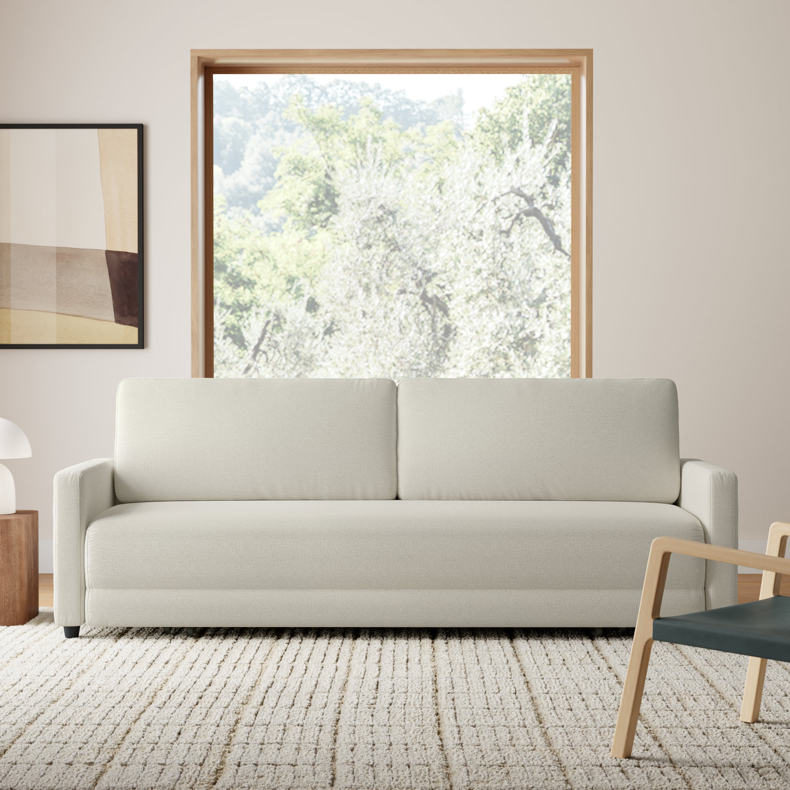 Savelle 88'' Upholstered Sleeper Sofa, Milo Linen Chenille