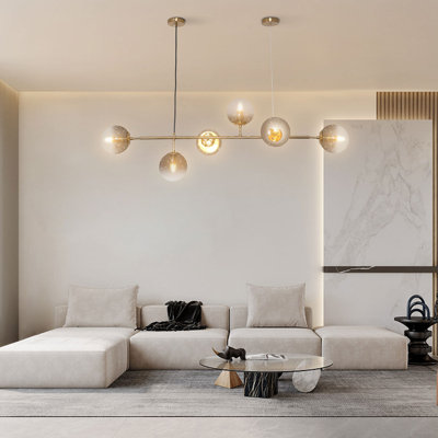 Lighting Luminaire suspendu sphère moderne 6 lumières, lustre spoutnik Mid-Century