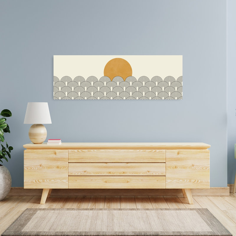 Golden Sun Waves by Vitor Costa - Wrapped Canvas Panoramic Print, 40.64 cm H x 121.92 cm W