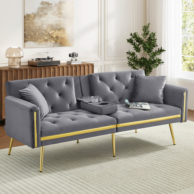 2 Seater Velvet Loveseat, Grey