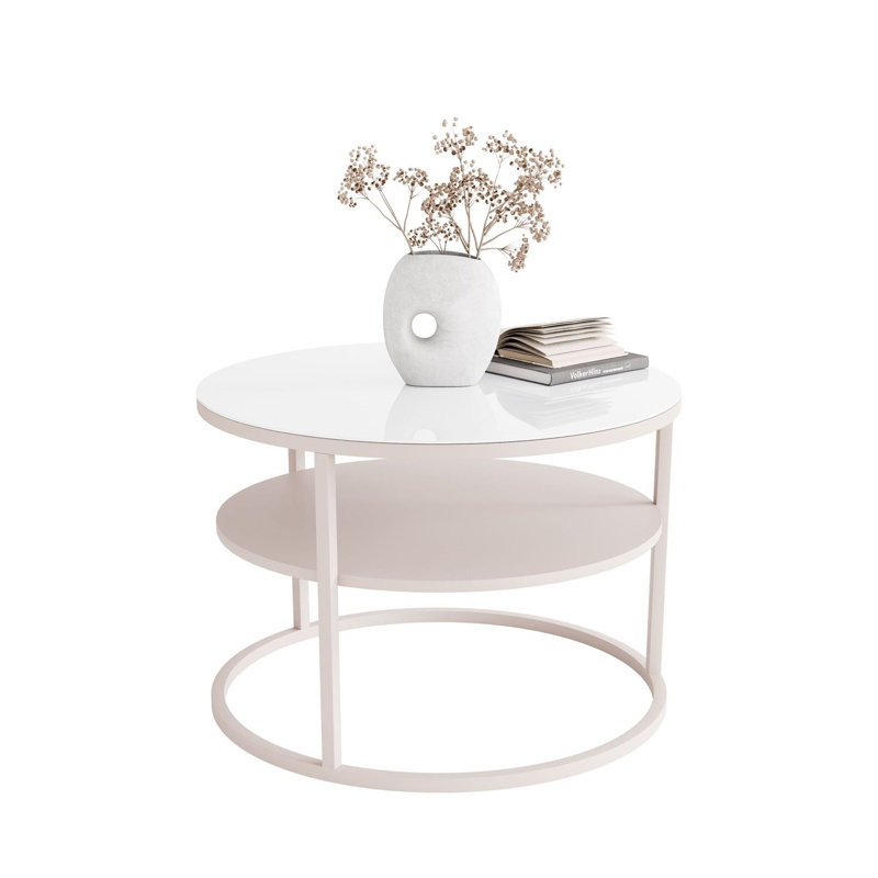 Frame Coffee Table with Storage, White