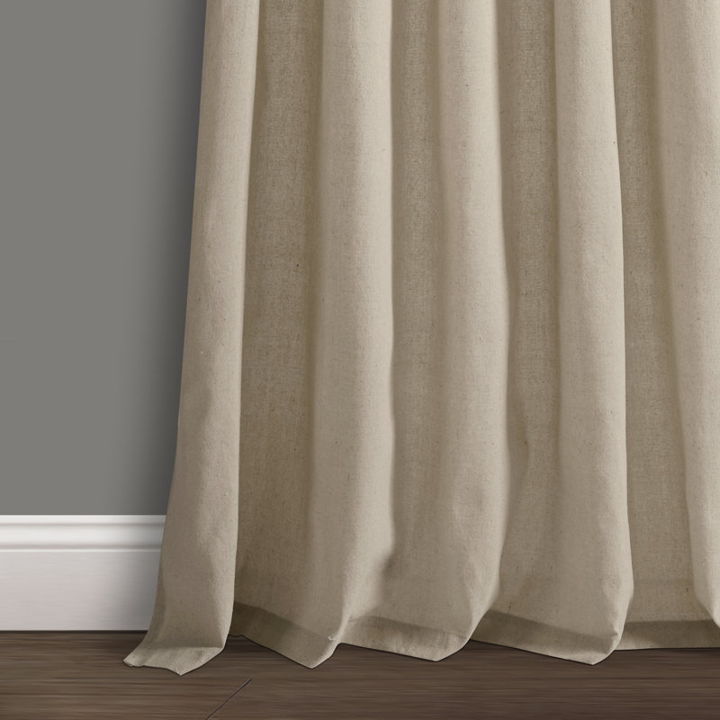 Dark Linen Burlap Knotted Tab Top Light-Filtering Curtain Panels, 84" x 45"