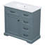 Meuble-lavabo 36 po avec lavabo, lavabo en céramique, 2 tiroirs basculants, charnières de porte à fermeture en douceur, bleu gris
