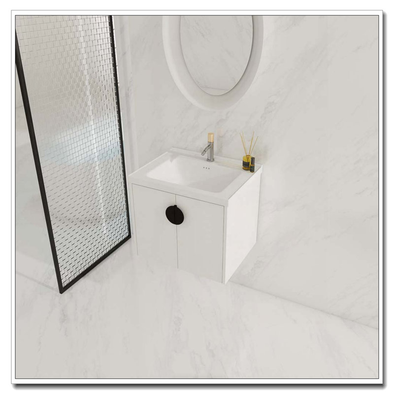 24 Inch Soft Close Bathroom Vanity with Sink – Wall Mounted – Glossy White