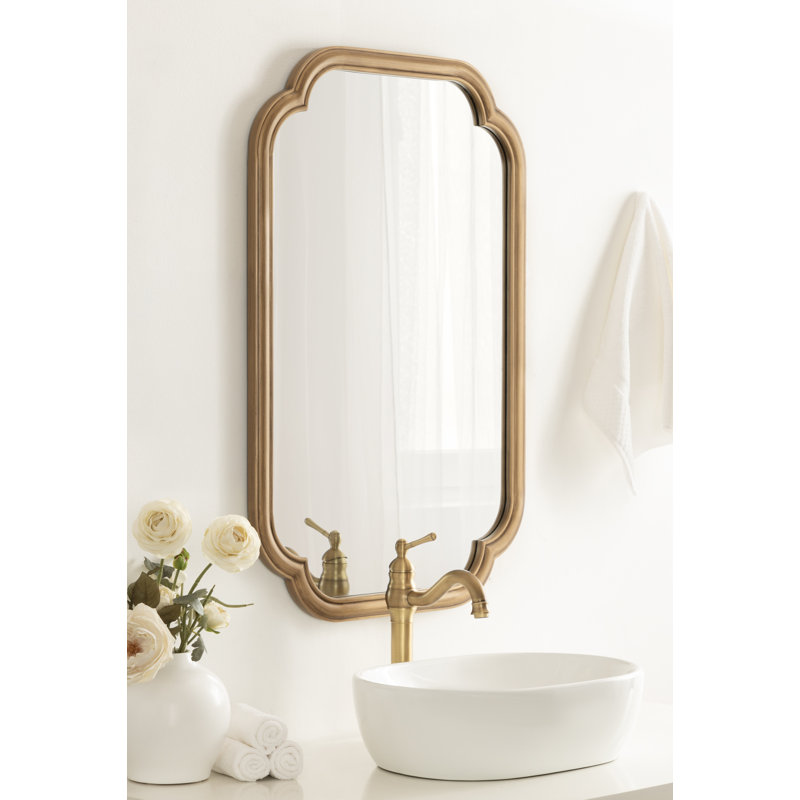 Glenby Scalloped Rectangle Bathroom Mirror, Gold