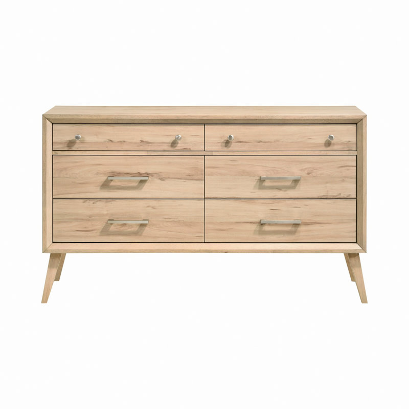 Commode de style classique avec 6 tiroirs, commode de style Mid-Century pour la chambre à coucher, commode de rangement pour la chambre à coucher pour la maison
