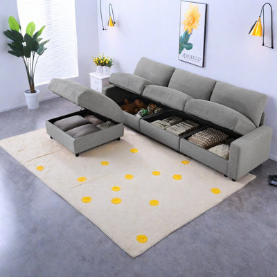 Canapés modulaires peu encombrants avec rangement, polyester durable, conception moderne et flexible pour les petits salons