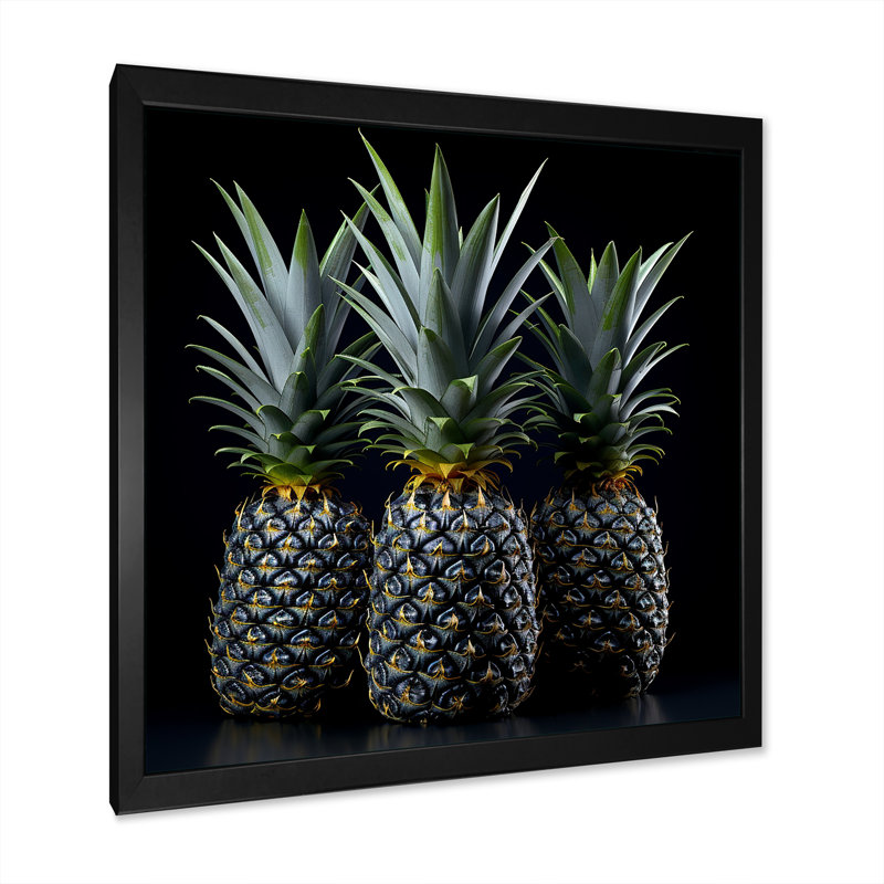«Spiky Pinapple Shadows» sur toile, Cadre simple noir, H 24 po x l 24 po x P 1 po