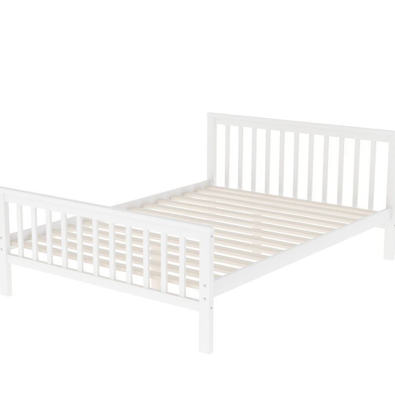Lit mezzanine simple au-dessus d'un lit double avec escalier en blanc - aucun sommier requis pour un escalier pratique, utilisation à long terme