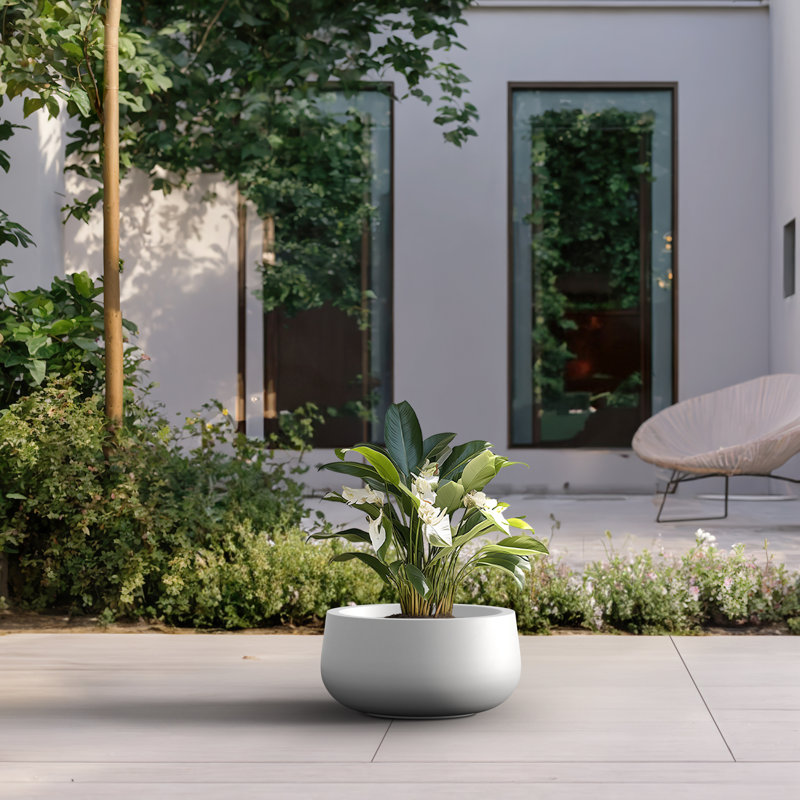 Renfrew Handmade Pot Planter, 8" H x 15" W x 15" D, Crisp White