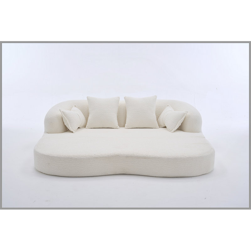 Canapé-lit 2 en 1 pliable, canapé-lit convertible pliable sans os de 70 pouces, 4 coussins pour le salon, blanc laiteux