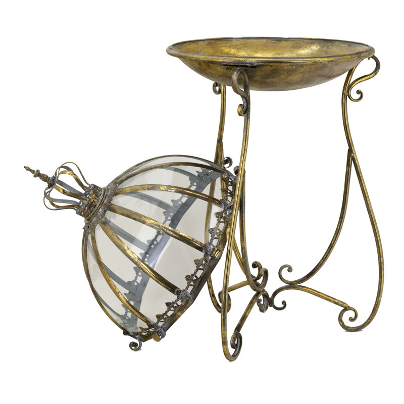 Terrariums en verre avec dôme et support "Marseille 1792", Doré
