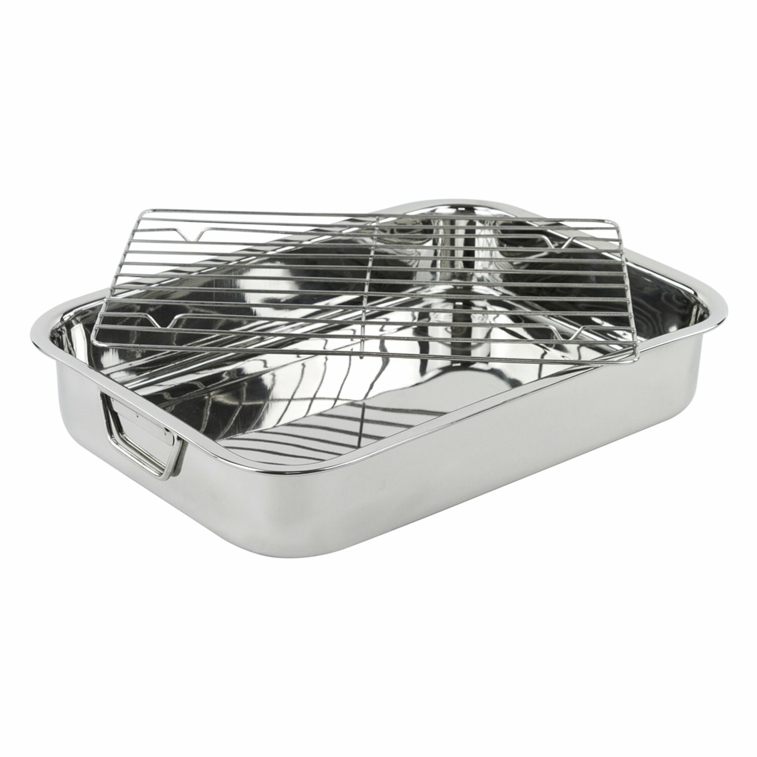 Heavy Duty Aluminum Foil Rectangular Rack Roaster With Handle 15.5