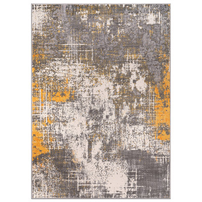Rainiero Abstract Performance Gray/Yellow/Ivory Rug